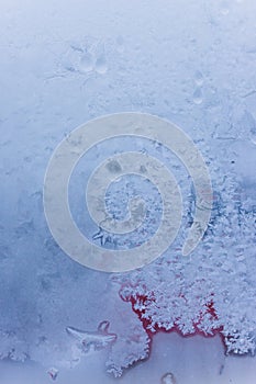 Winter natural background with frozen glass and beautiful unique texture