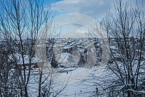 Winter neighborhood in snow Utah 2022 Ogden