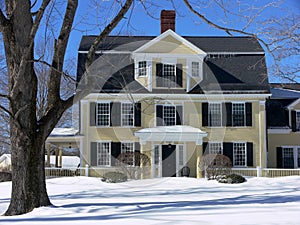 Winter: New England house in snow photo