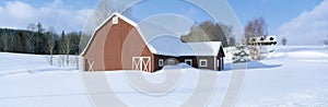 Winter in New England, Red Barn in Snow, South of Danville, Vermont