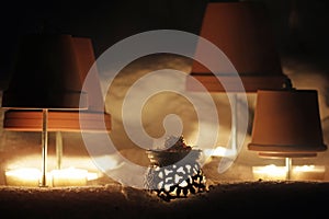 Tiled stove principle, heating systemin the snow