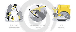 Winter outdoor activities abstract concept vector illustrations.