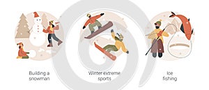 Winter outdoor activities abstract concept vector illustrations.