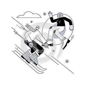 Winter outdoor fun abstract concept vector illustration.