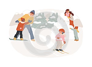 Winter outdoor fun isolated concept vector illustration.