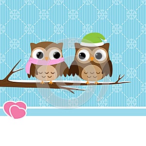 Winter owl couple
