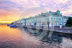 Winter Palace on Neva river, St Petersburg, Russia