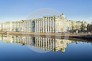 Winter Palace in St.-Petersburg and Reflection in Neva River