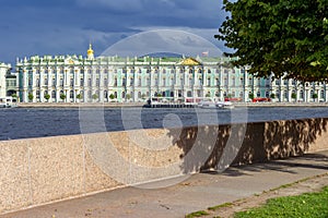 Winter Palace State Hermitage museum and Neva river, Saint Petersburg, Russia
