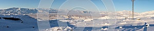 Winter panorama of abandoned village at Mount Ararat, Turkey