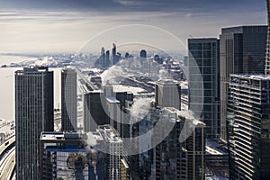 Winter panorama of Chicago