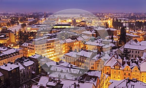 Winter panorama of Hradec Kralove