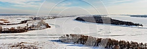 Winter panorama of the Kama river