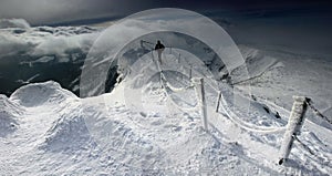 Winter panorama from Karkonosze Mountains, Sniezka Mountain.