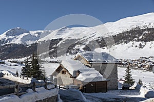 Winter panorama of Livigno, high mountain, Italy