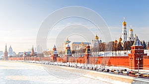 Winter panorama of the Moscow Kremlin, Russia
