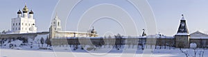 Winter panorama of the Pskov Kremlin