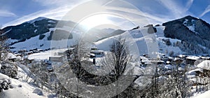 Winter panorama of Saalbach-Hinterglemm, Austria photo