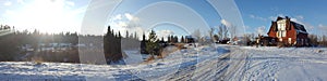 Winter panorama Sun and snow