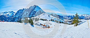 Winter panorama of Zwieselalm mount, Gosau, Austria