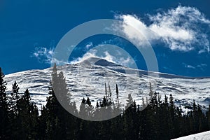 Winter panoramic mountain view at Breckenridge Ski Resort