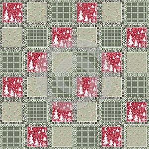 Winter patchwork seamless pattern