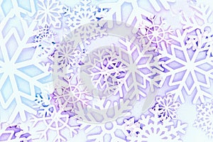 Winter pattern, snowflakes on blue purple background. Christmas concept.