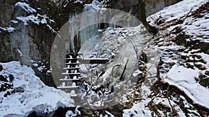 Winter in Piecky gorge , Slovensky raj National park , Slovakia