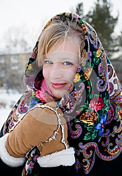 Winter portrait of the beautiful girl.