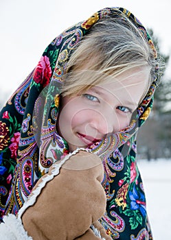 Winter portrait of the beautiful girl.