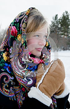 Winter portrait of the beautiful girl.