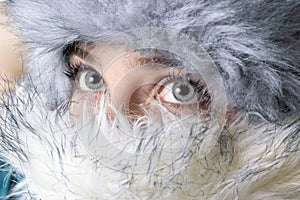 Winter portrait with furry accessories