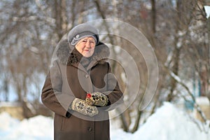 Winter portrait of the old woman