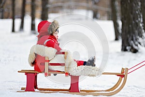 Winter portrait of toddler boy