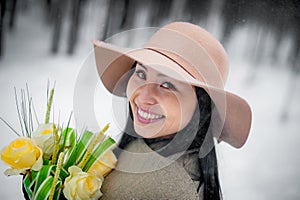 Winter portrait of a young woman