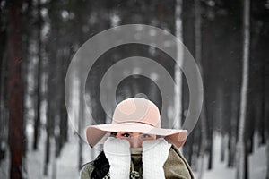 Winter portrait of a young woman