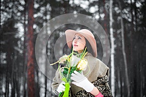 Winter portrait of a young woman