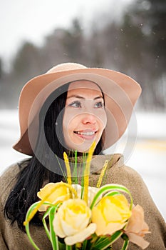 Winter portrait of a young woman