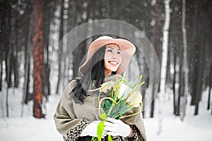 Winter portrait of a young woman