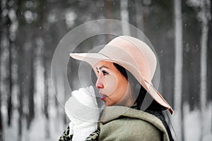 Winter portrait of a young woman