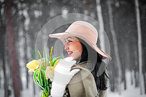 Winter portrait of a young woman