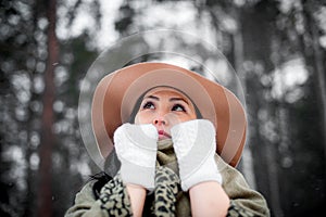 Winter portrait of a young woman