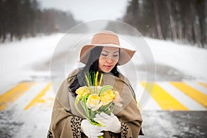 Winter portrait of a young woman