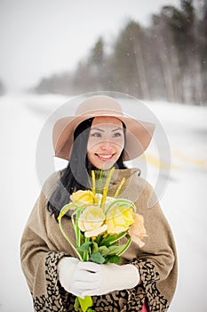 Winter portrait of a young woman