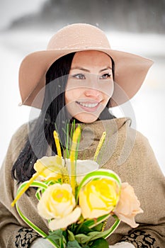 Winter portrait of a young woman