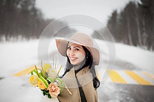 Winter portrait of a young woman