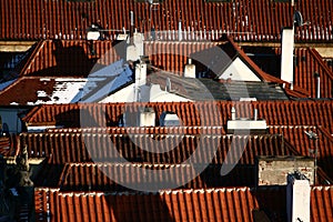 Winter Prague roofs detail