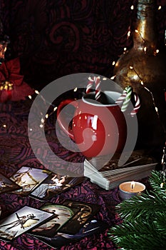 Winter prediction and magic rituals, Tarot cards. Magical concept