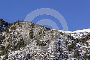 Winter pyrenes landscape near Village of Canillo. Andorra. photo