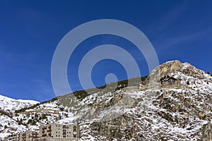 Winter pyrenes mountain landscape, Village of Canillo. Andorra. photo